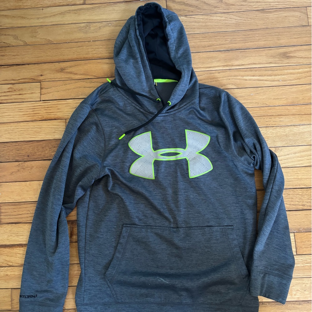 Under Armour Black and Neon Green Hoodie